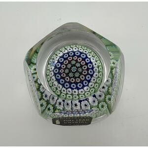 Whitefriars 1974 Faceted Millefiori Art Glass Paperweight 1.5” Made in England
